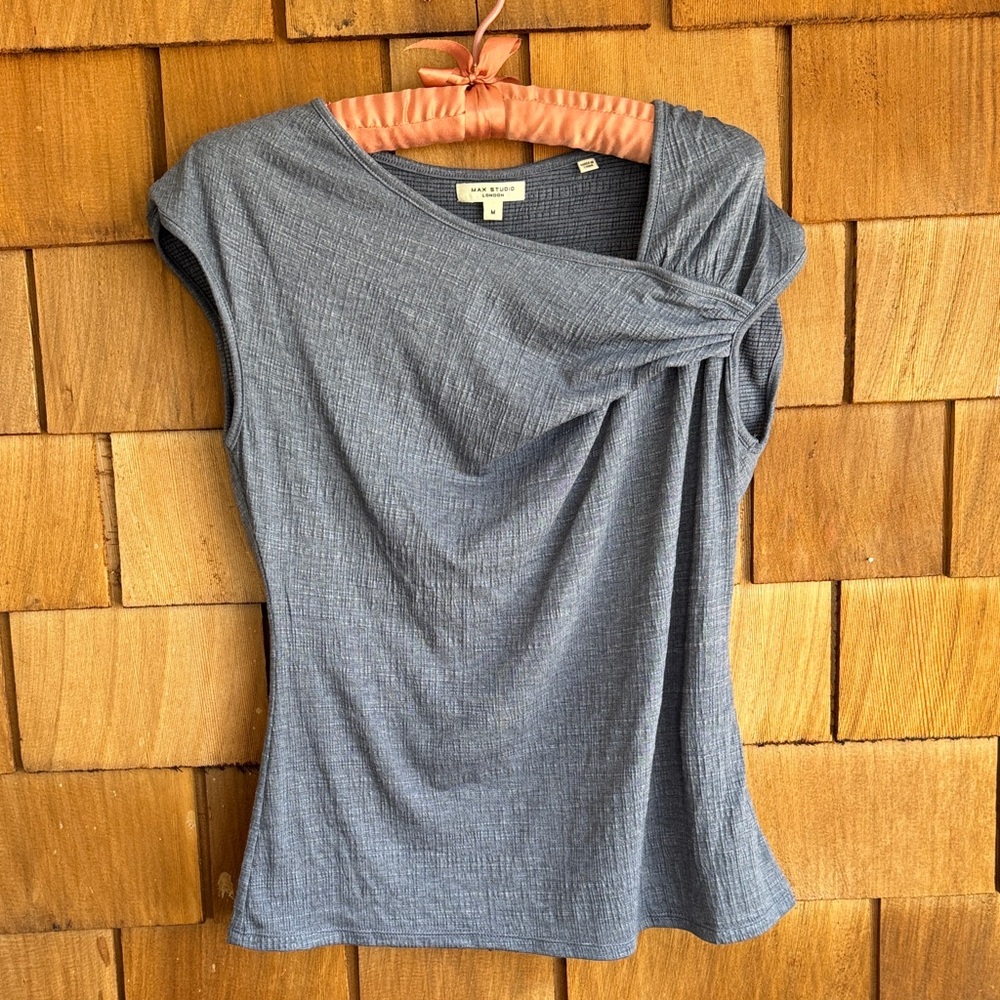 Max Studio Gray Twist-Neck Sleeveless Tank Top